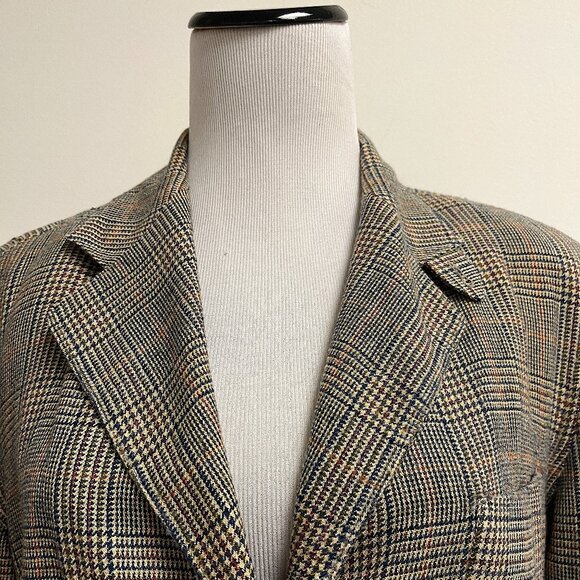 Faconnable glen plaid  jacket blazer vintage wool S - Picture 3 of 12